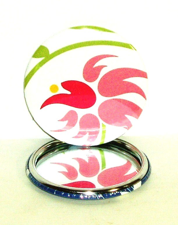 Pocket mirror - Pink and Green floral pocket mirror