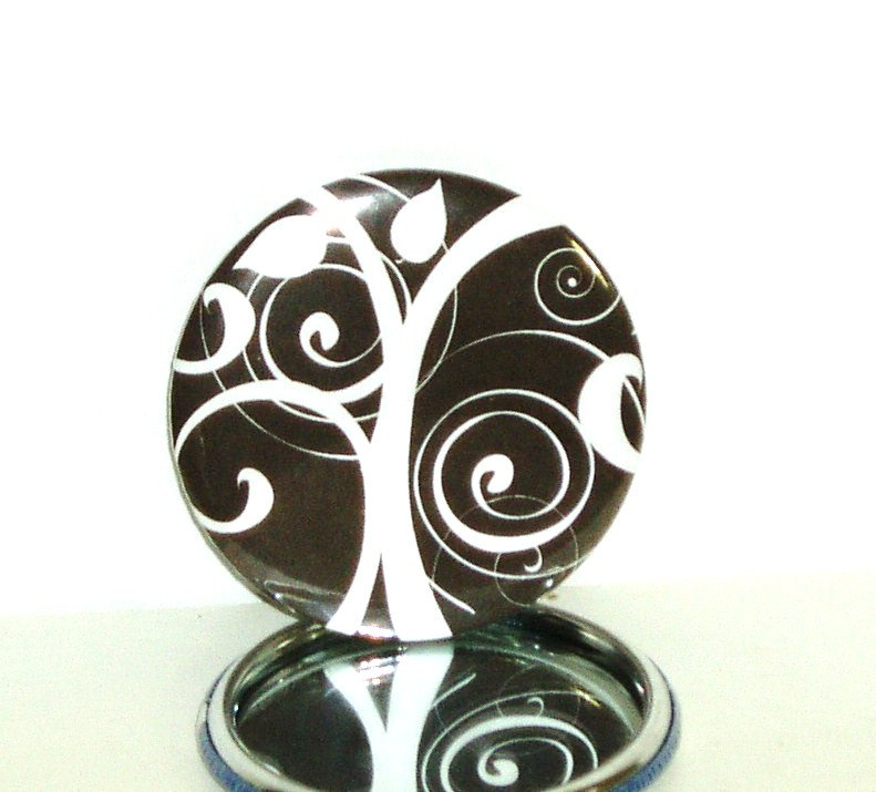 Pocket mirror - Black and White Tree Pocket Mirror