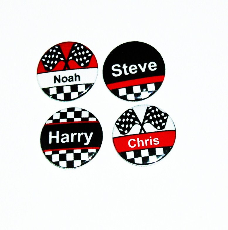 Pinback button badges - Racing Driver name badges - 3 sizes