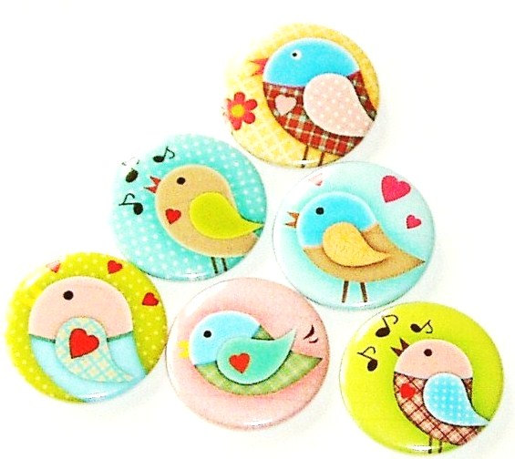 Fridge magnets - Sweet Birds - Set of 6 refrigerator magnets