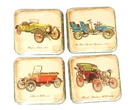 Fridge Magnet set - Vintage Cars - 4 refrigerator magnets (fms4)