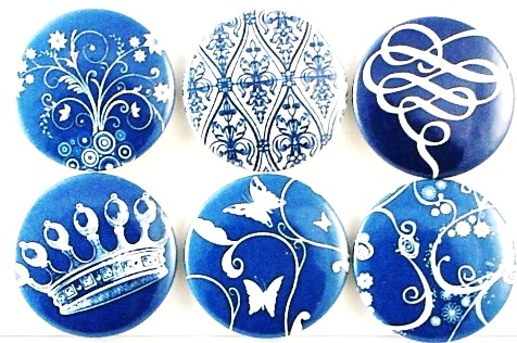 Magnets - Blue floral fridge magnets